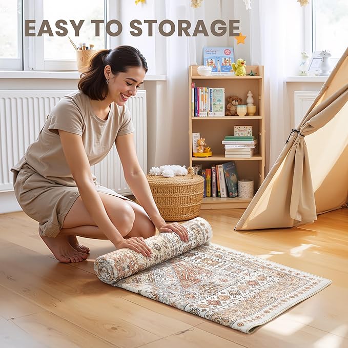 zesthome Washable Runner Rug 2.5x8 - Stain Resistant Entryway Rugs, Ultra-Thin Kitchen Rug, Anti Slip Backing Runner Rugs for Entrance Laundry Room Indoor Hallway (Orange,2.5'x8')