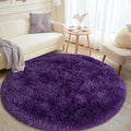 Round Purple Rug for Bedroom, 5 ft Circle Area Rugs for Living Room, Soft Fluffy Shag Carpet for Teen Girls Boys Nursery Room Dorm Home Decor Aesthetic