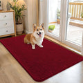 OLANLY Dog Door Mat for Muddy Paws 45x27, Absorbs Moisture and Dirt, Absorbent Non-Slip Washable Doormat, Quick Dry Chenille Mud Mat for Dogs, Entry Indoor Entryway Carpet for Inside Floor, Red