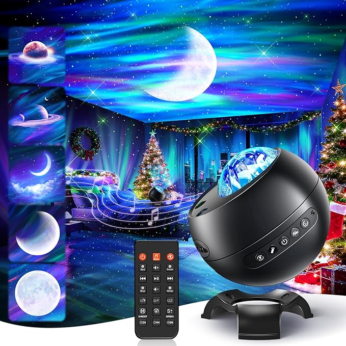 Northern Lights Projector Galaxy Projector for Bedroom, 300+Colors Modes Aurora Light,15White Noise&Bluetooth Star Projector Galaxy Lights, Remote Ambient Lighting,Lights for Bedroom Gifts for Boys