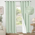 Sage Green Blackout Curtains for Bedroom - Linen Curtains 95 Inch Length Thermal Insulated Privacy Burlap Boho Window Drapes for Living Room Scandi Farmhouse Dining, 2 Panels, Each 52" Wide