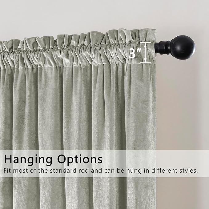 SMILETIME Silver Grey Crushed Velvet Curtains 52x96inch Rod Pocket Luxurious Thermal Insulated Soundproof Drapes Soft and Durable Light-Filtering Window Treatments for Living Room Bedroom, 2 Panels