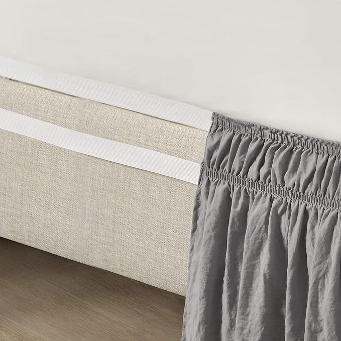 Lush Decor Ruched Ruffle Elastic Easy Wrap Around Bed Skirt Single Twin/Twin XL/Full Dark Gray - Twin Bed Skirt - Dust Ruffle - Gray Bedskirts