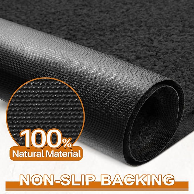 Mibao Dirt Trapper Door Mat for Indoor Outdoor, Waterproof All-Season, All-Weather Doormat, Heavy Duty Non-Slip Entrance Rug, Low Profile Absorbent Entrance Mat Carpet, 32" x 20", Black