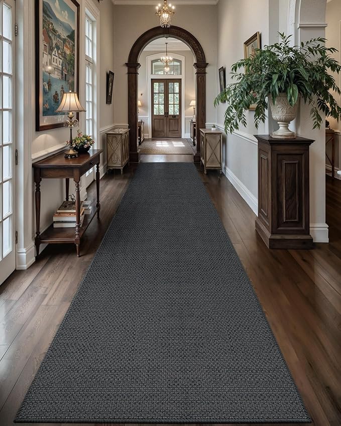Color&Geometry Door Mat 26" x95, Front Door Mat Indoor Rugs for Entryway, Non Slip Washable Low-Profile Inside Doormat, Entry Mat Entry Rug Door Mats Indoor Entrance, Grey (Rolled-up NO Creases)