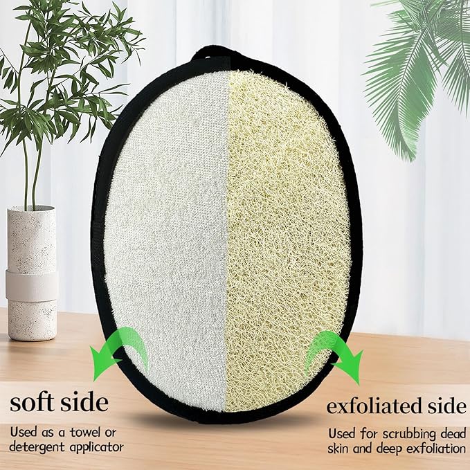 Natural Loofah Sponge (2 Pack),Large 7"x5.1"Shower Loofah Sponge Exfoliating Body Scrubber for Women and Men,Natural Materials are Easily Biodegradable and Bath Exfoliation Doesn't Hurt The Skin