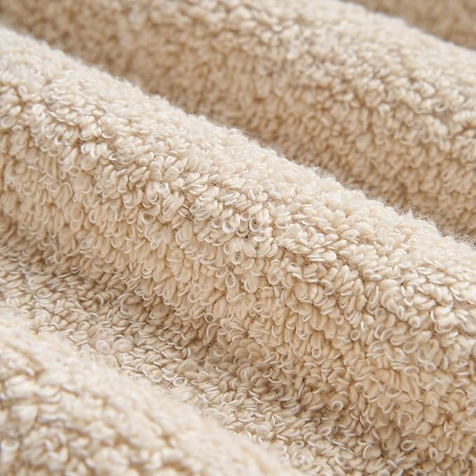 Lucky Brand Luxurious Boucle 6 Piece Bath Towel Set - (2) Bath Towels, (2) Hand Towels, and (2) Washcloths - Birch Beige Premium Bathroom Towel Set