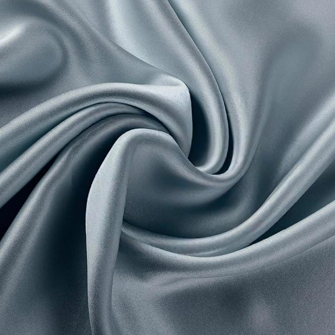 ALASKA BEAR Silk Pillowcase for Hair and Skin, Set of 2 Pure Genuine 22 Momme Mulberry Silk Pillow Cases Standard Size for Bliss Sleep Better Than Poly Satin, Zipper Closure(2pc, HazeBlue)