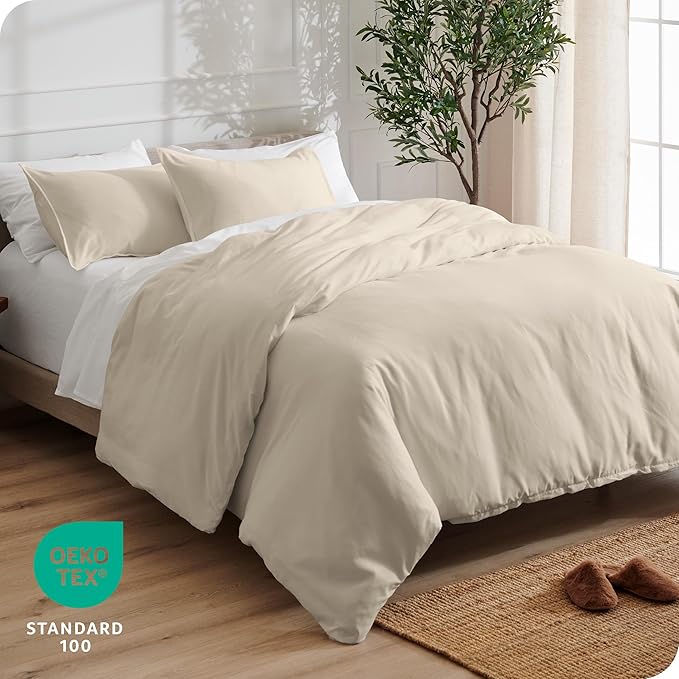 Bare Home Bedding Duvet Cover Oversized Queen - Premium 1800 Super Soft Collection - Lightweight, Cooling - Soft Breathable Bedding Duvet Cover (Oversized Queen, Sand)