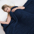 Electric Heated Blanket 6 Heating Settings & 3 H Auto Off Throw Size 50×60 Double Sided Plush Sherpa Ultra-Soft Warm Thick, Machine Washable, Fast Heating, Home Office Dark Blue