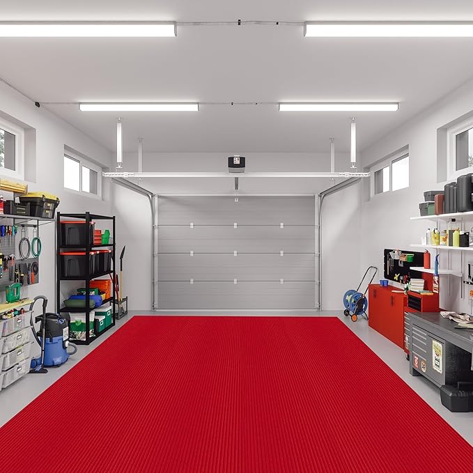 Ottomanson 6'6" x 22' Hallway Runner with Scraper Pile Extra Durable Non-Slip Rug Mat for Indoor & Outdoor Use - Ideal for Kitchen, Entryway, Patio & Garage - High-Traffic Carpet, Red