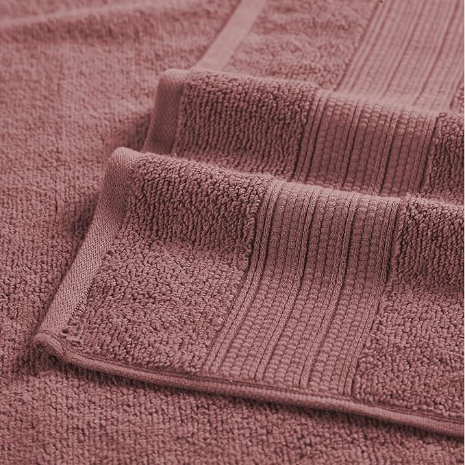 Modern Threads 6 Piece Set, 2 Bath Towels, 2 Hand Towels, 2 Washcloths, Quick Dry White/Contrast Reinhart Rosewood