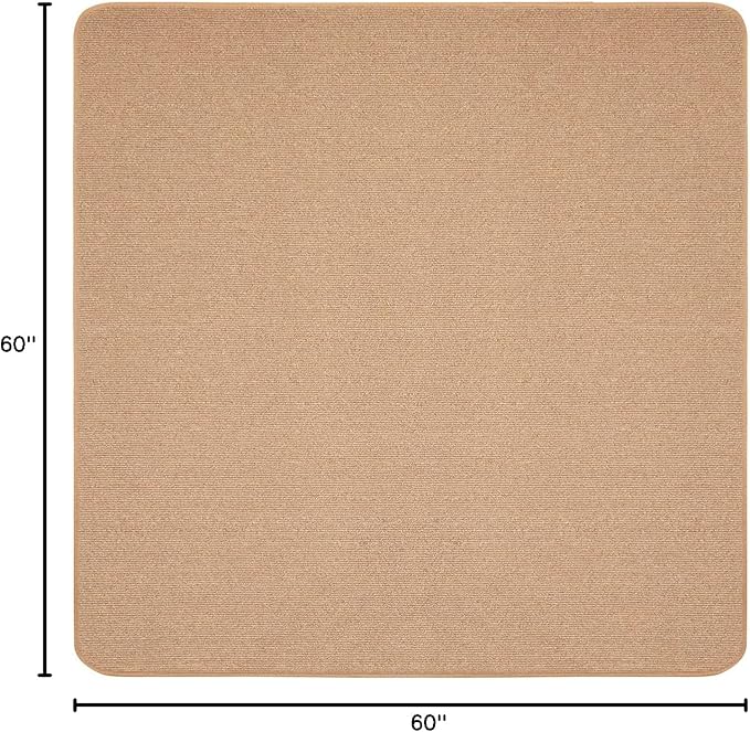 House, Home and More Skid-Resistant Carpet Indoor Area Rug Floor Mat - Pebble Beige - 5 Ft X 5 Ft - Non Slip Rubber Backing, Stain Resistant, Dog Friendly, Living Room Bedroom Kitchen Entryway