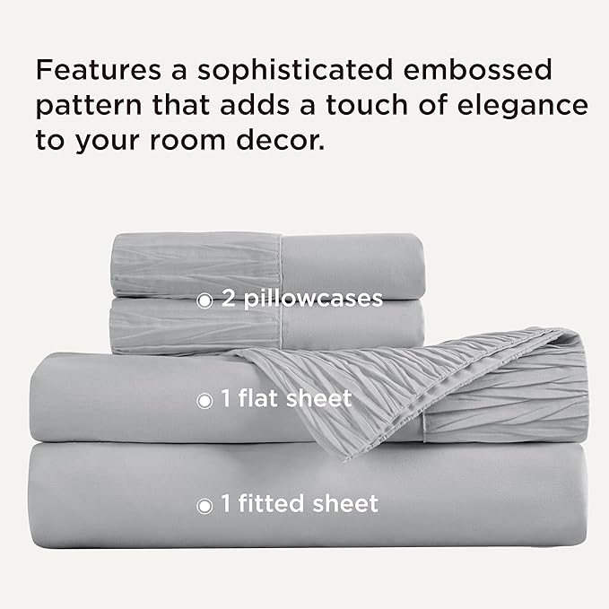 Bedsure Full Size Bed Sheets - 4 Pieces Soft Full Sheet Set - Breathable & Cooling - Hotel Luxury - Easy Care Polyester Microfiber Bedding for Women, Men, Grey