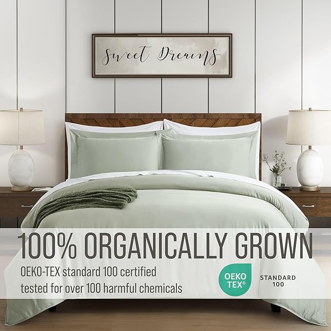 Bella Coterie Luxury Bamboo Viscose King Size Duvet Cover Set | 100% Organically Grown | Corner Ties | Ultra Soft | Cooling | Two Pillow Shams | 106 x 94 | No Insert [Sea Glass]