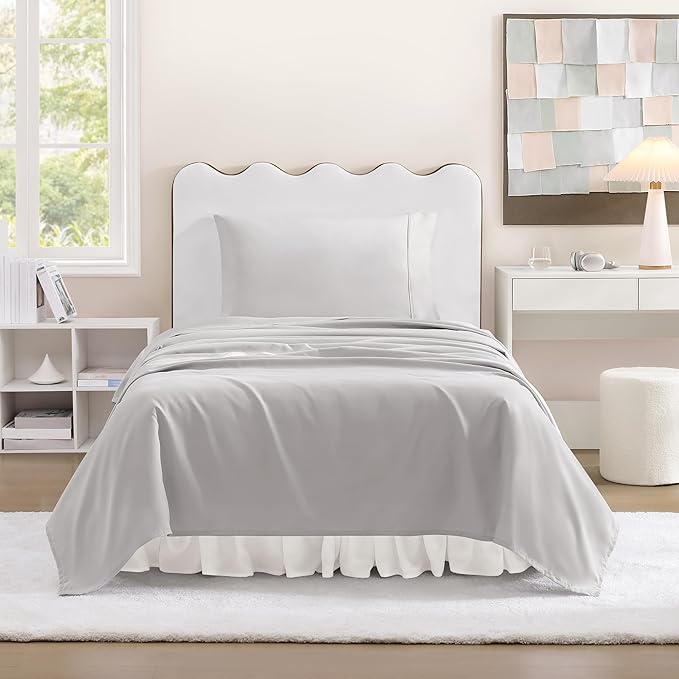 UGG Twin Sheet Set, 3-Piece Luxury Cooling Twin Sheets Set, Deep Pockets, Premium Bedding with 1 Pillow Sham, Machine Washable,Soft Lightweight, Gray (Hedi)