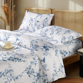 LBRO2M 1000 Thread Count Sheets 100% Egyptian Cotton Bedding Set Floral Queen Size Sheets 16 Inches Deep Pocket Bedding 4 Piece Sets (Queen, Blue Bird)