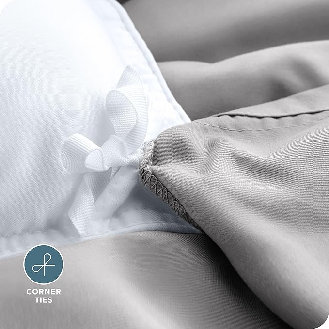 Bare Home Bedding Duvet Cover Twin/Twin Extra Long Size - Premium 1800 Super Soft - Lightweight, Cooling Duvet Cover - Soft Breathable Bedding (Twin/Twin XL, Light Grey)
