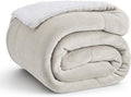 Bedsure GentleSoft Sherpa Fleece Throw Blanket for Couch - Thick and Warm Throw for Women and Men, Soft Fuzzy Plush Blanket for Winter, Linen, 50x60 Inches