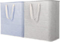Lifewit 2 Pack Laundry Hamper Large Collapsible Laundry Basket, Freestanding Waterproof Cloth Hamper with Easy Carry Handles in Laundry Room Bedroom Bathroom Dorm for Adult, Grey&Blue, 2 x 100L