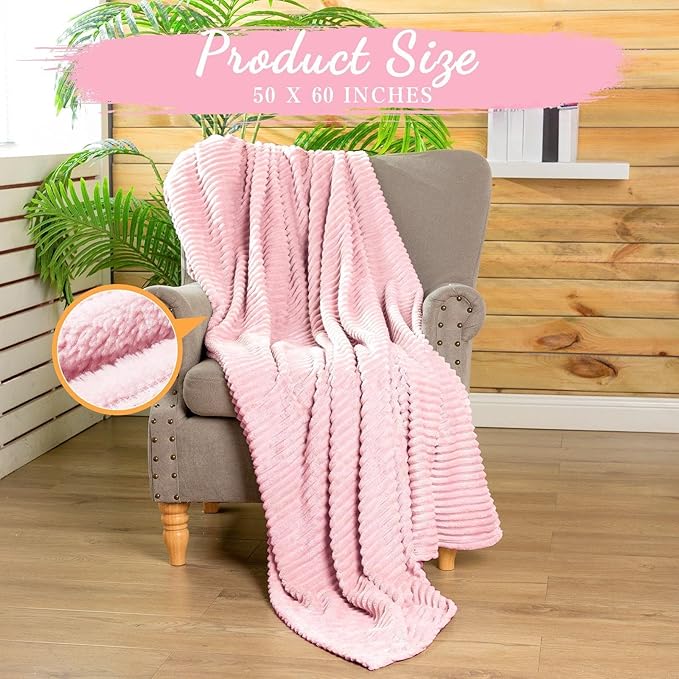 Buryeah 6 Pcs Flannel Throw Blanket Bulk 50 x 60 in Sleepover Blanket Outdoor Wedding Throw Lightweight, Oeko-tex Standard 100 Certified for Sofa Homeless Gifts (Light Pink)