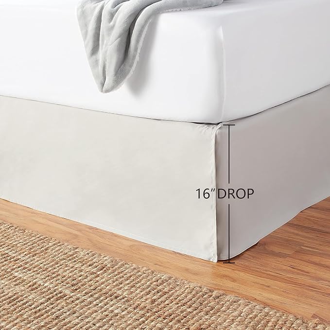 Amazon Basics Lightweight Pleated Bed Skirt, Full, Light Grey, Solid