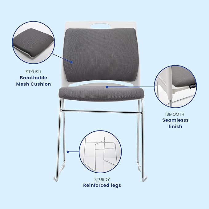 40 Pack Stacking Chairs 1102LB Capacity Home Office Guest Chair Set with Sled Base,Modern Reception Chair for Kitchen,Waiting Room,Multi-Purpose Room,Break Room,Training,Cafeteria