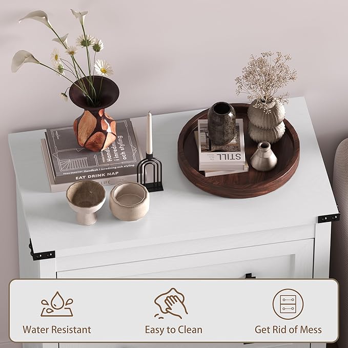 3-Drawer Dresser, Small Wooden Chest of Drawers with Metal Knobs, Water-Resistant Top, Storage Organizer with Anti-Tip Kit for Bedroom, Nursery, Living Room