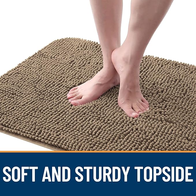 OLANLY Dog Door Mat for Muddy Paws 40x32, Absorbs Moisture and Dirt, Absorbent Non-Slip Washable Doormat, Quick Dry Chenille Mud Mat for Dogs, Entry Indoor Entryway Carpet for Inside Floor, Tan