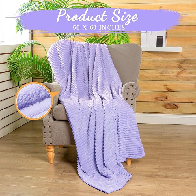 Buryeah 6 Pcs Flannel Throw Blanket Bulk 50 x 60 in Sleepover Blanket Outdoor Wedding Throw Lightweight, Oeko-tex Standard 100 Certified for Sofa Homeless Gifts (Light Purple)