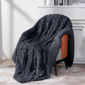 Topblan Sherpa Weighted Blanket for Adluts, Soft Cozy Jacquard Fleece Weighted Blankets Twin Size 12lbs, Thick Heavy Blanket for Sleeping, 48 x 72 inches, Dark Grey