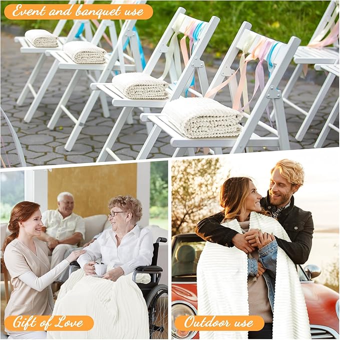 Buryeah 12 Pcs Flannel Throw Blanket Bulk 50 x 60 in Sleepover Blanket Outdoor Wedding Throw Lightweight, Oeko-tex Standard 100 Certified for Sofa Homeless Gifts (White)