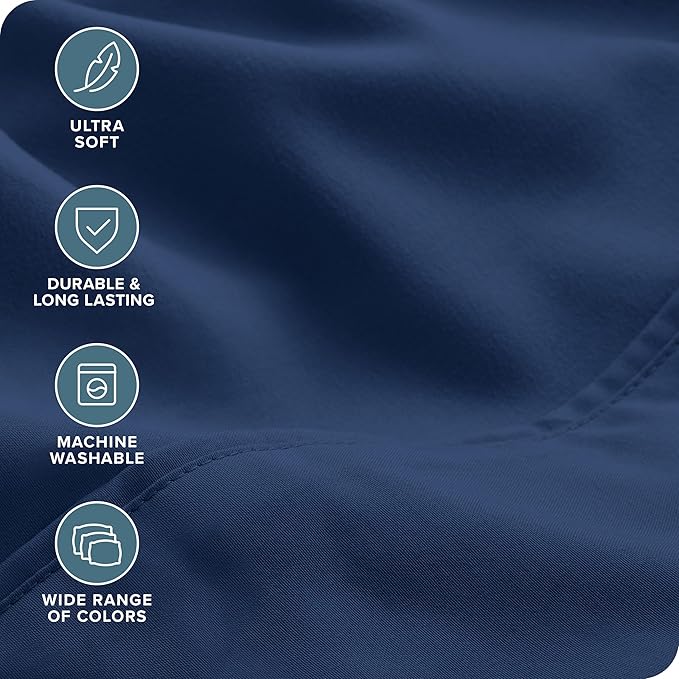 Bare Home Hotel Luxury King Sheet Set, Extra Soft - 6 Piece Set - Deep Pockets - Easy Fit - Cooling & Breathable - Wrinkle, Fade, Stain Resistant - Includes 4 Pillowcases (King, Dark Blue)