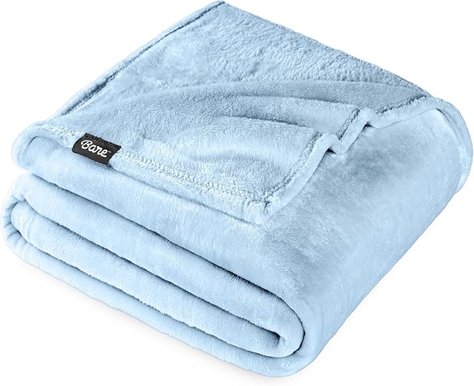 Bare Home Fleece Blanket - Throw/Travel - Ultra-Soft Lightweight for Bed, Sofa, and Couch - Luxury Microplush - Cozy Warm Blanket (Throw/Travel, Light Blue)