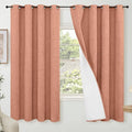 60 Inch Wide Linen Blackout Fall Curtains for Bedroom, Terracotta Curtains 63 Inch Long 2 Panels, Total Black Out Thermal Insulated Energy Saving Boho Window Drapes, 60x63 Inch 2 Panels