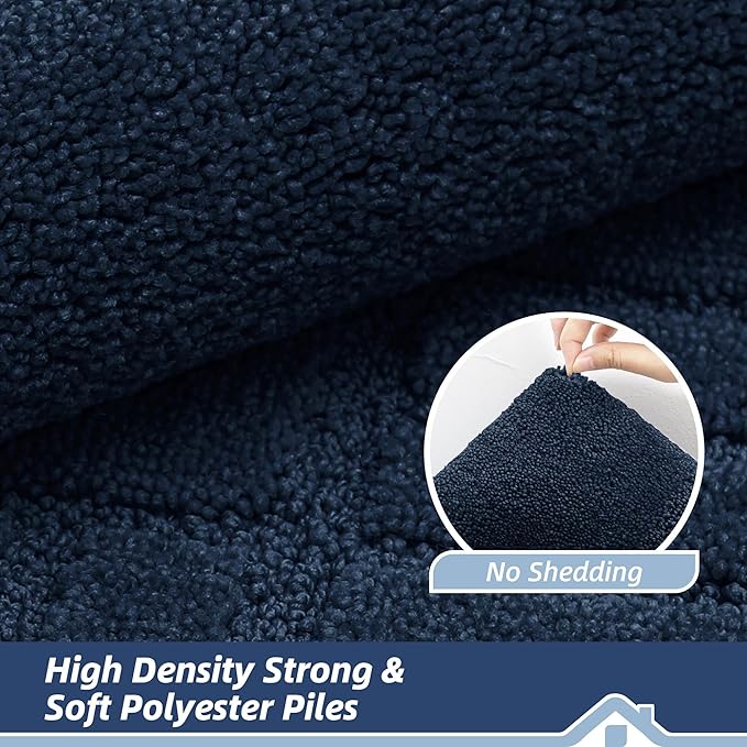 BEQHAUSE Door-Mat-Non-Slip Dirt Trapper Door Mats Low-Profile Front Door Mat Absorbent Floor Mats for Entryway Washable Mud Resistant Home Entrance Doormat,Navy Blue,24"x60"