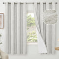 60 Inch Wide Linen Blackout Curtains for Bedroom 63 Inch Length 2 Panels, Total Black Out Thermal Insulated Energy Efficiency Grommet Boho Window Drapes White Liner for Modern Farmhouse, Light Grey