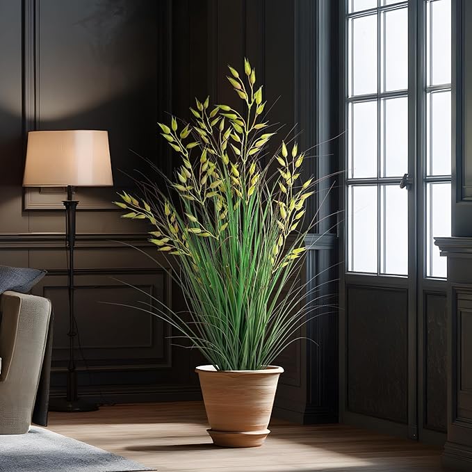 Silk Plants Artificial Plants Artificial Wheat Grass Faux Plants Fake Grass Plant Fake Green Plants Tall Fake Plants Tall Suitable Indoor Home Decor Outdoor Porch Terrace Decor 1PCS(35In