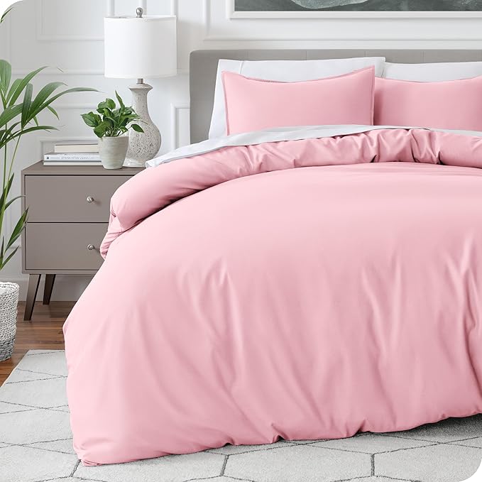 Bare Home Bedding Duvet Cover California King Size - Premium 1800 Super Soft Collection - Lightweight, Cooling - Soft Breathable Bedding Duvet Cover (Cal King, Light Pink)