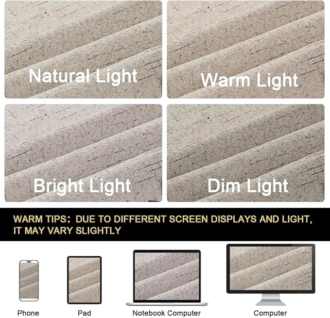 PrinceDeco 100% Blackout Curtains for Bedroom Linen Textured Curtain Panels 84 inches Long Energy Smart & Noise Reducing Blackout Drapes for Living Room Burlap Fabric with White Liner(2 Panels, Stone)
