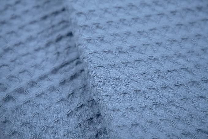 HILLFAIR 100% Combed Cotton Blanket– Twin Size Bed Blankets– Warm Soft All Season Breathable Lightweight Summer Blankets– Waffle Weave Home Decor Bed Blanket- Blue Twin Bed Cotton Blankets/Bedcovers