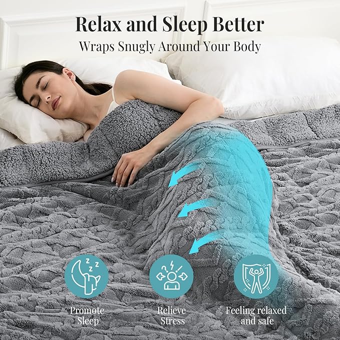 Topblan Weighted Blanket for Adults 20 lbs, Soft Cozy Warm Weighted Throw Blanket with Dual Sided Sherpa, Fuzzy Fluffy Adlut Heavy Blanket for Sleeping and Relaxing, Grey, 60 x 80 inches