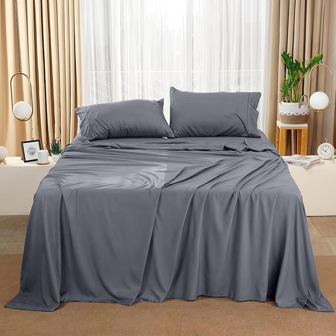 Utopia Bedding Full Sheet Set – 4 Piece Bed Sheets for Full Size Bed, Soft and Breathable Microfiber, Includes 1 Fitted Sheet, 1 Flat Sheet and 2 Pillowcases (Grey)
