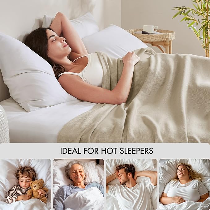 Madison Park Twin Size Blanket, 70% Rayon Bamboo-Based, 30% Cotton, Breathable for Hot Sleepers Menopause, Ultra Soft and Snag-Resistant, Summer Blanket for Bed or Couch, Twin 66"x90", Khaki