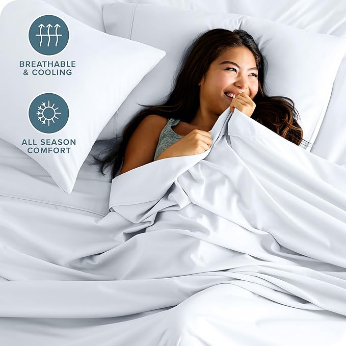 Bare Home Hotel Luxury Full XL Sheet Set, Extra Soft - 6 Piece Set - Deep Pockets - Easy Fit - Cooling & Breathable - Wrinkle, Fade, Stain Resistant - Includes 4 Pillowcases (Full XL, White)
