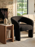 LukeAlon Modern Sherpa Accent Chair Barrel Back Armchair, Upholstered Lounge Chair for Living Room, Bedroom, Office, Waiting Rooms, Black