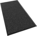 Front Door Mat, 48" x 24" Heavy Duty Indoor Outdoor Doormat, Non-Slip Welcome Mats for Entryway, Rubber Backing Low Profile Commercial Door Mats, Black Stripe