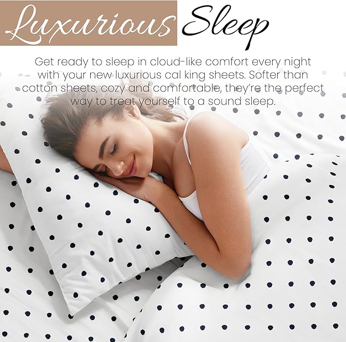 Linen Market 4 Piece California King Bedding Sheet Set (Navy Blue) - Sleep Better Than Ever with These Ultra-Soft Cooling Bed Sheets for Your California King Size Bed - Deep Pocket Fits 16" Mattress