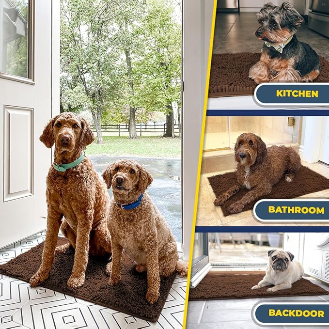 Muddy Mat® | Super Absorbent Door Mat Indoor, Microfiber Quick Dry Chenille Entryway Rug, Non-Slip Front Door Mat, Indoor Mats for Entryway, Machine Washable Pet Rug, Brown 30"x19"