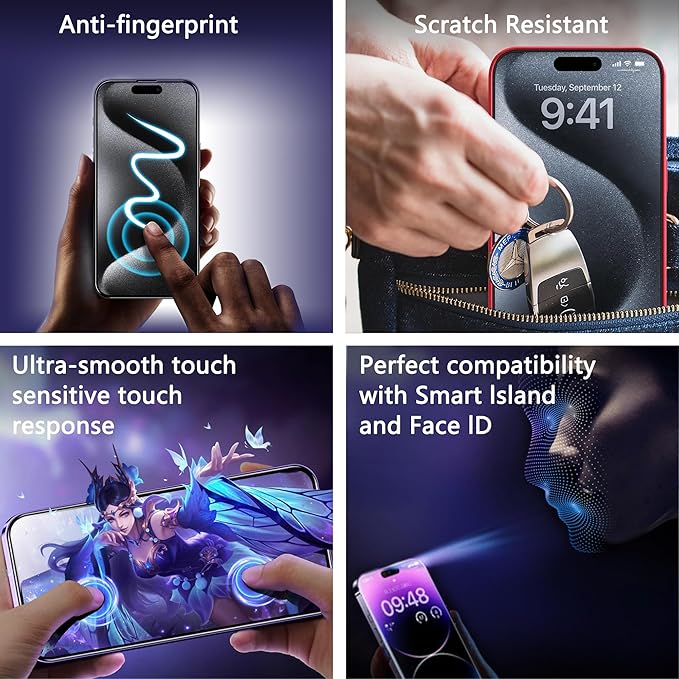 (2-Pack Anti-Spy Privacy Screen Protector for iPhone 11 Pro Max/XS Max(6.5-Inch),9H Tempered Glass,Full Coverage,Anti-Fingerprint,Auto Dust Removal,Bubble-Free,Easy Installation